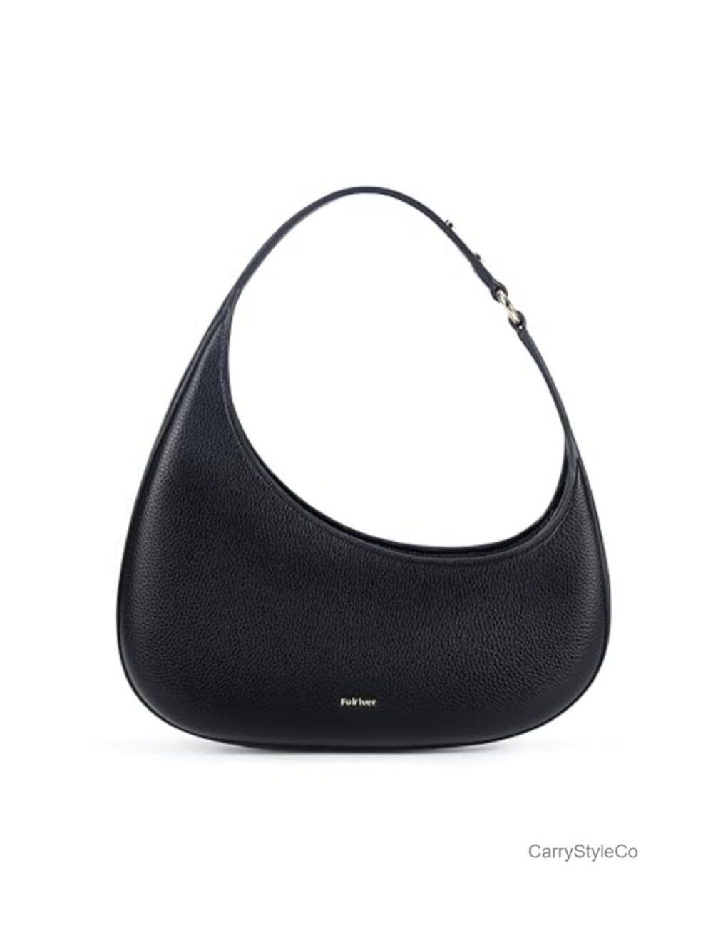 Faux Leather Crescent Shoulder Bag with Zipper, Small Purse